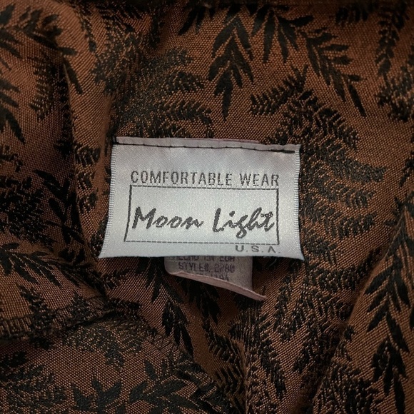 Moon Light USA Vintage 3 Piece Set Bohemian Fern Print Faux Fur Robe Top Skirt - Picture 15 of 16